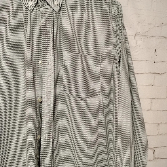 Ben Sherman Slim Fit Men Sz Medium Shirt Button Down Black Dots Cotton Pocket - Picture 3 of 10